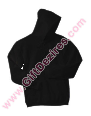 Black Sweat T Shirt with Hood and Pocket